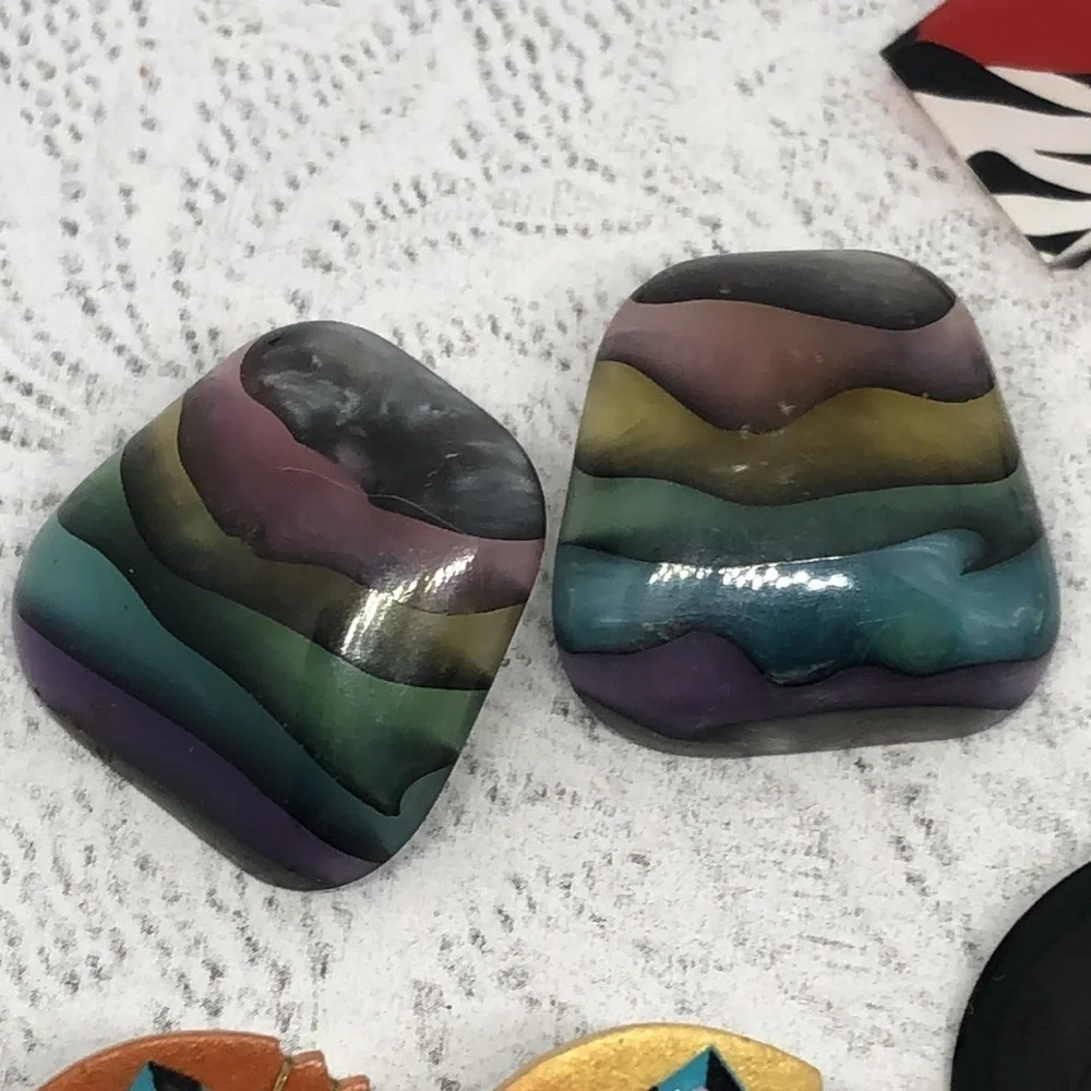 Bundle lot 7 funky fun vintage statement earrings - Picture 3 of 8